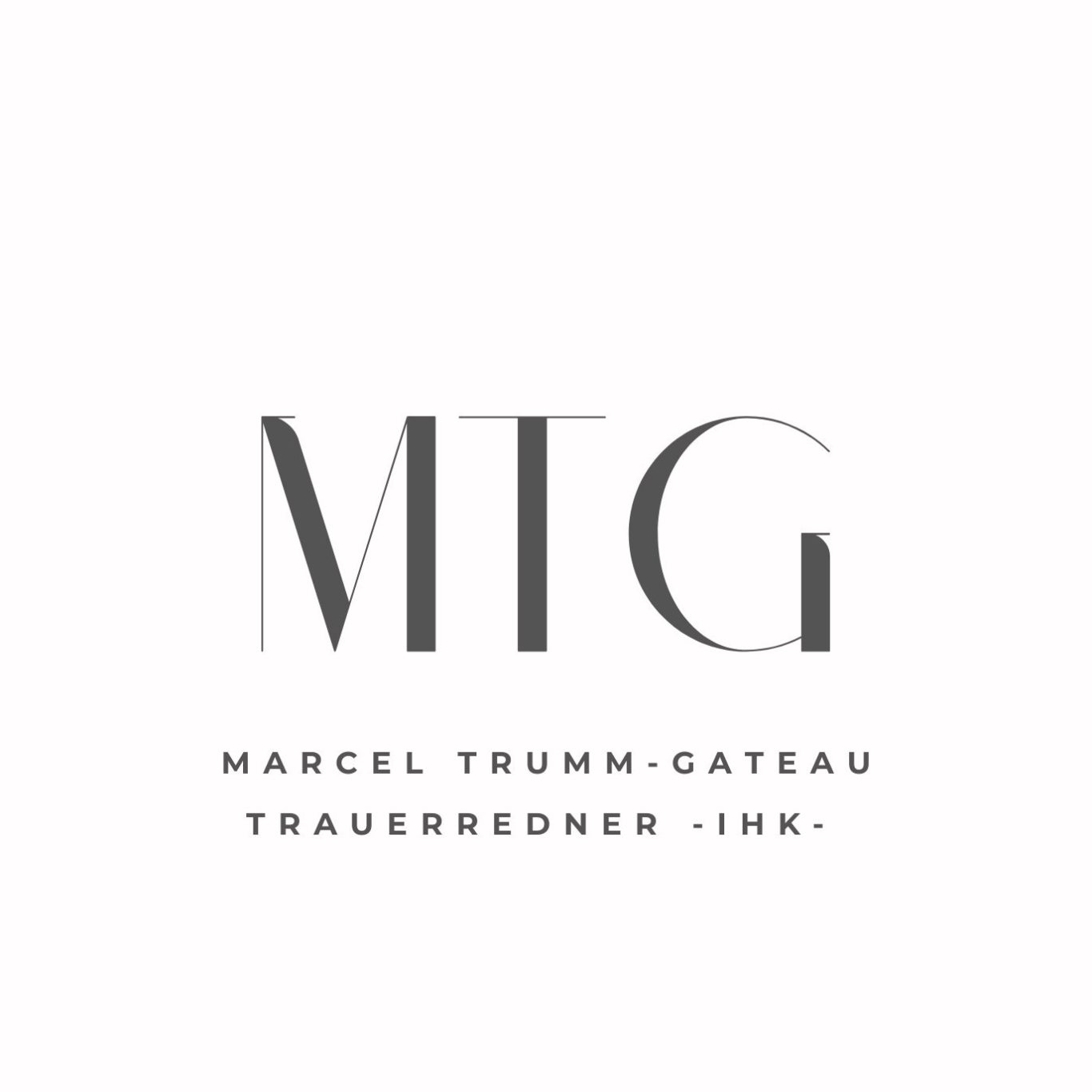Logo von Marcel Trumm-Gateau, Trauerredner, mit den Buchstaben MTG.
